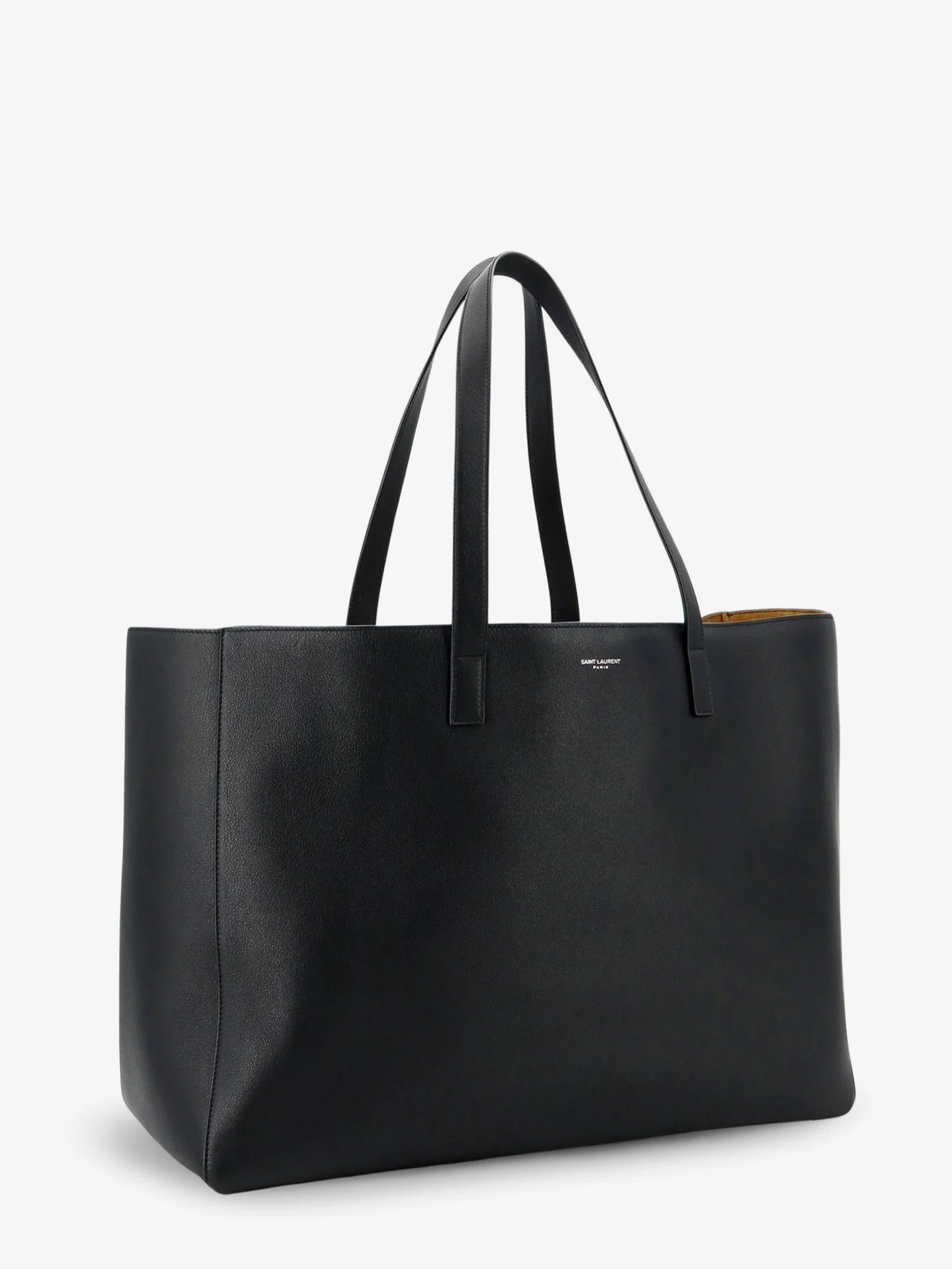 SAINT LAURENT - Leather shopping bag with front logo
