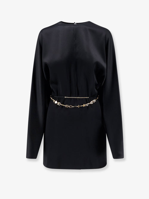 Saint Laurent Mini Lenght Dress with gold metal detail - Noir