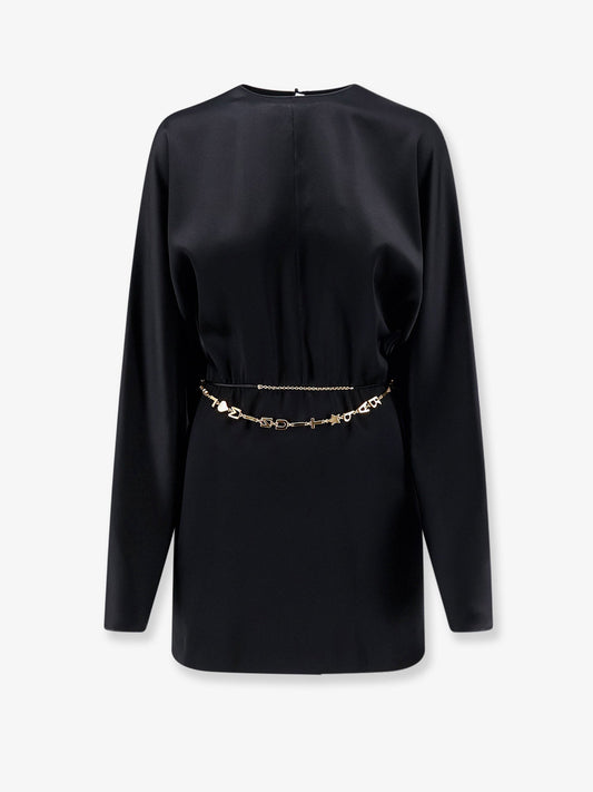 Saint Laurent Mini Lenght Dress with gold metal detail - Noir