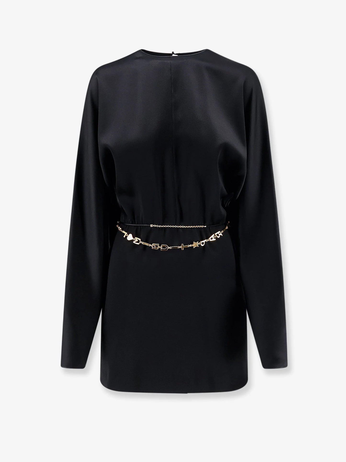 SAINT LAURENT - Mini Lenght Dress with gold metal detail