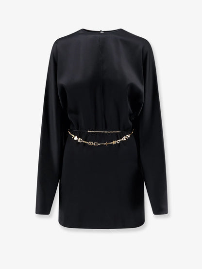 SAINT LAURENT - Mini Lenght Dress with gold metal detail