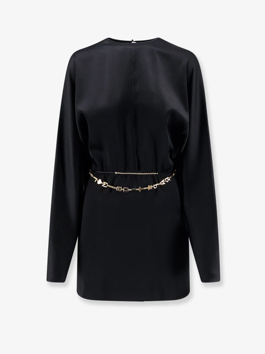 Saint Laurent Mini Lenght Dress With Gold Metal Detail