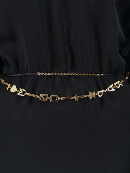 SAINT LAURENT - Mini Lenght Dress with gold metal detail