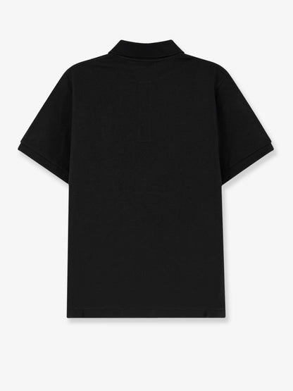 Saint Laurent Piqué cotton polo shirt with Cassandre embroidery - Noir