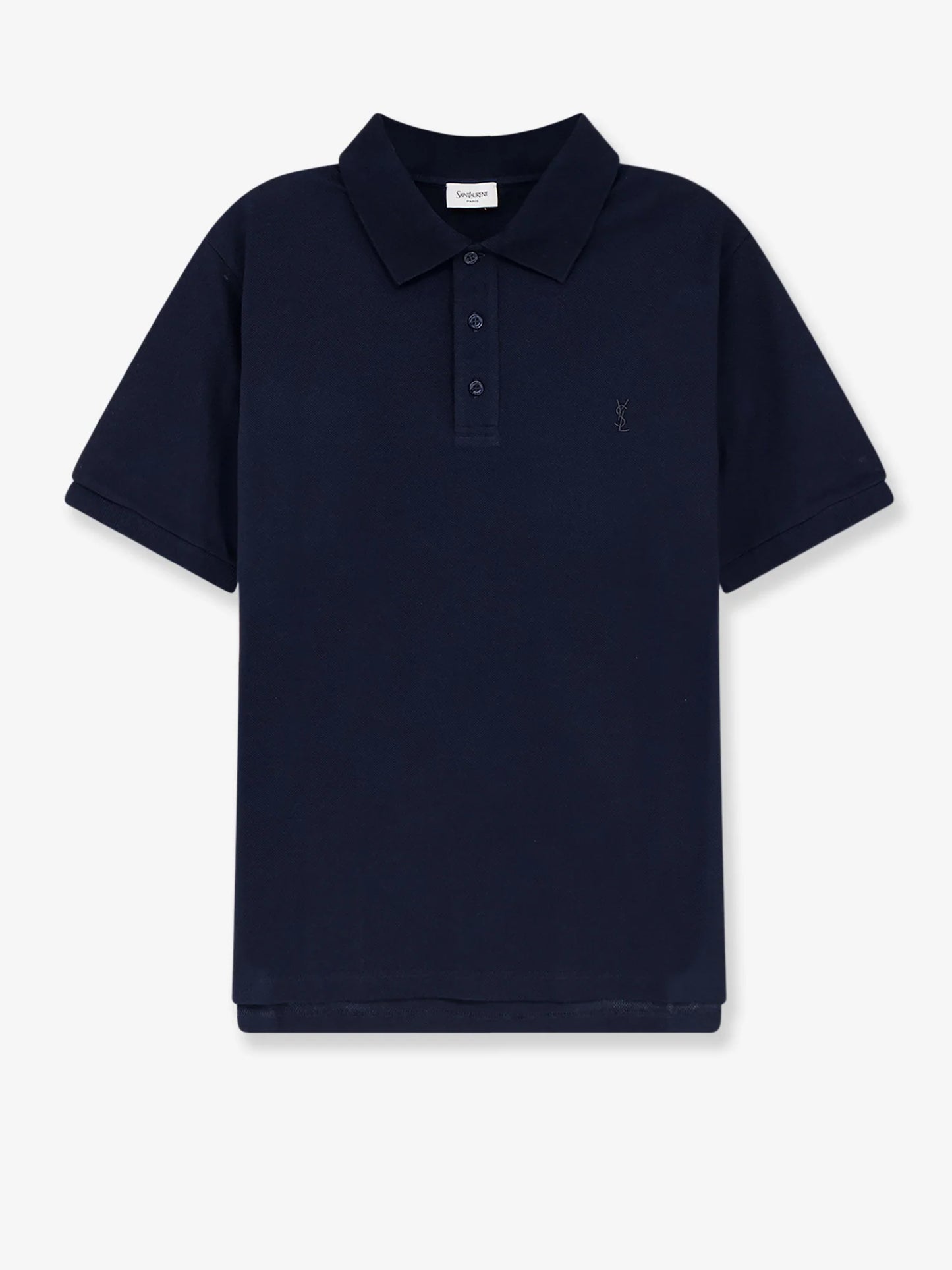 SAINT LAURENT - Piqué cotton polo shirt with Cassandre embroidery