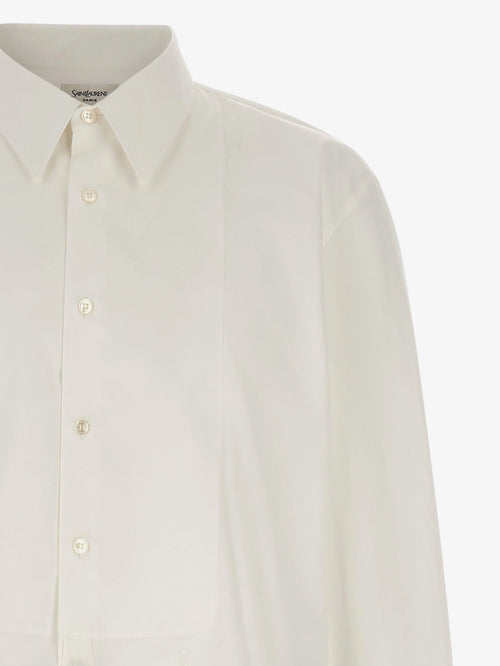 Saint Laurent Cotton shirt with plastron - Blanc