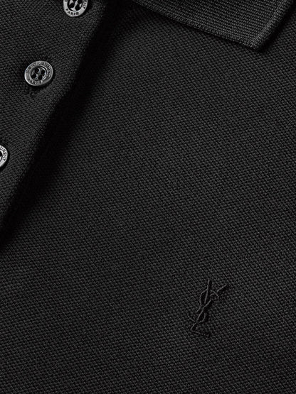 SAINT LAURENT - Cassandre Cotton Piqué Cotton Polo Shirt