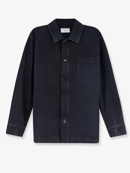SAINT LAURENT - Cassandre black denim overshirt