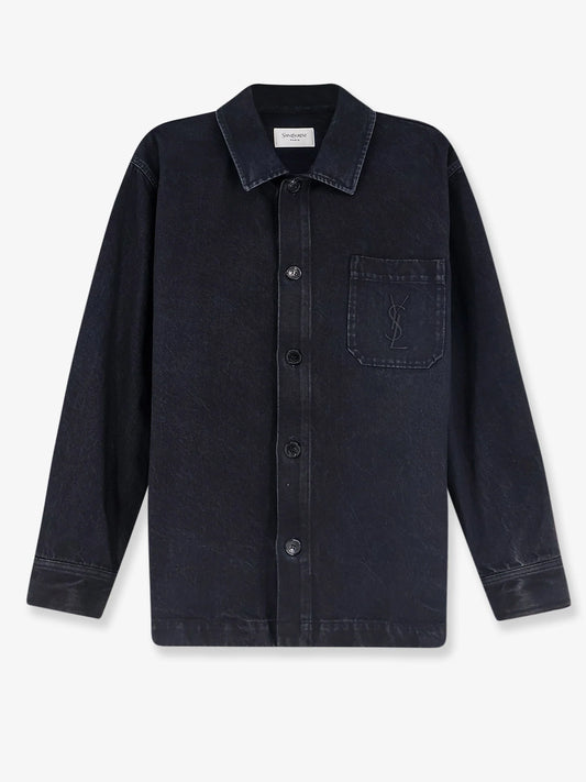 Saint Laurent Cassandre Black Denim Overshirt