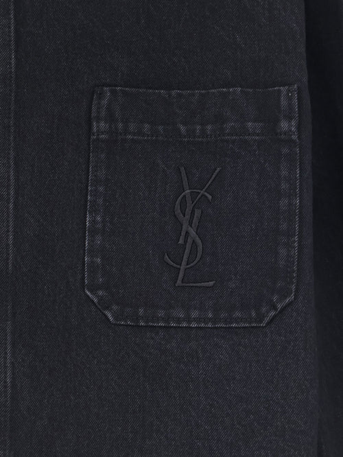Saint Laurent Cassandre black denim overshirt - Blacksand