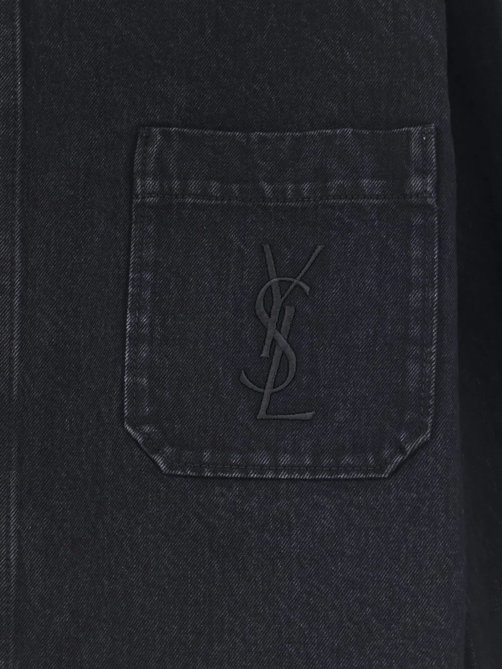 SAINT LAURENT - Cassandre black denim overshirt