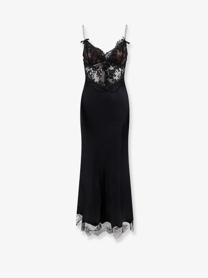 SELF PORTRAIT - Satin dress with lace profiles