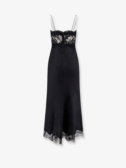 Self-Portrait Satin dress with lace profiles - Black