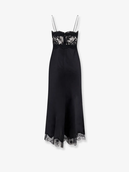 SELF PORTRAIT - Satin dress with lace profiles