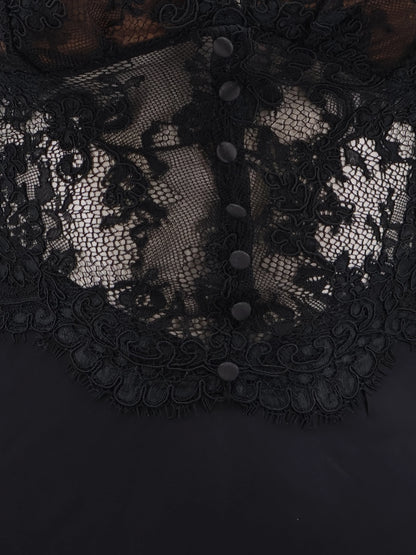 SELF PORTRAIT - Satin dress with lace profiles