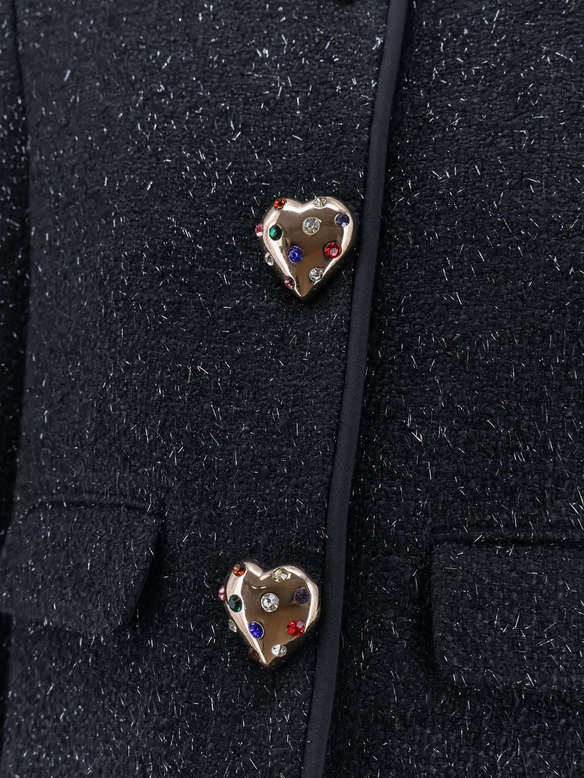 Self Portrait Cropped wool blend blazer with all-over laminated details - Black