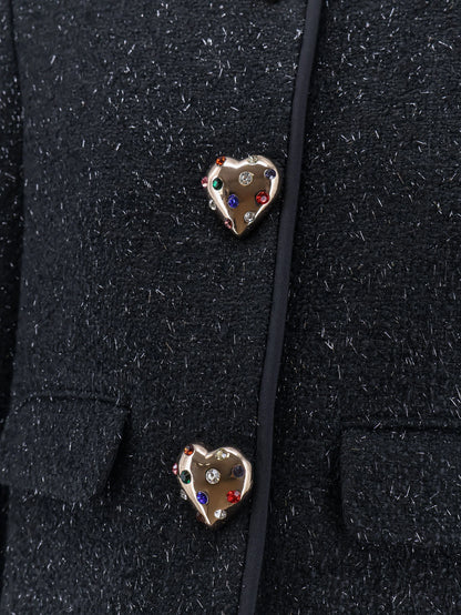 SELF PORTRAIT - Cropped wool blend blazer with all-over laminated details
