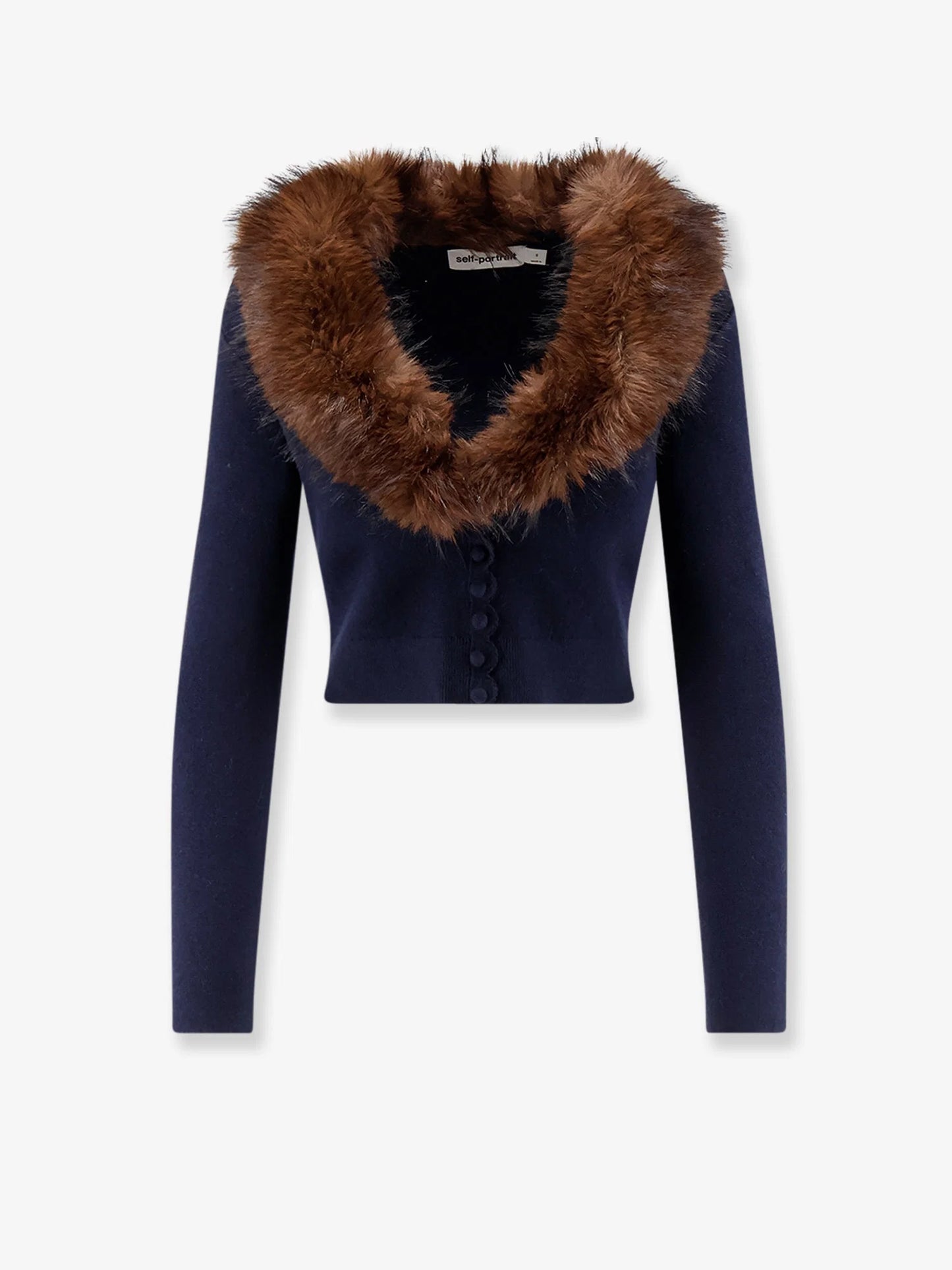 SELF PORTRAIT - Cardigan with faux fur profile