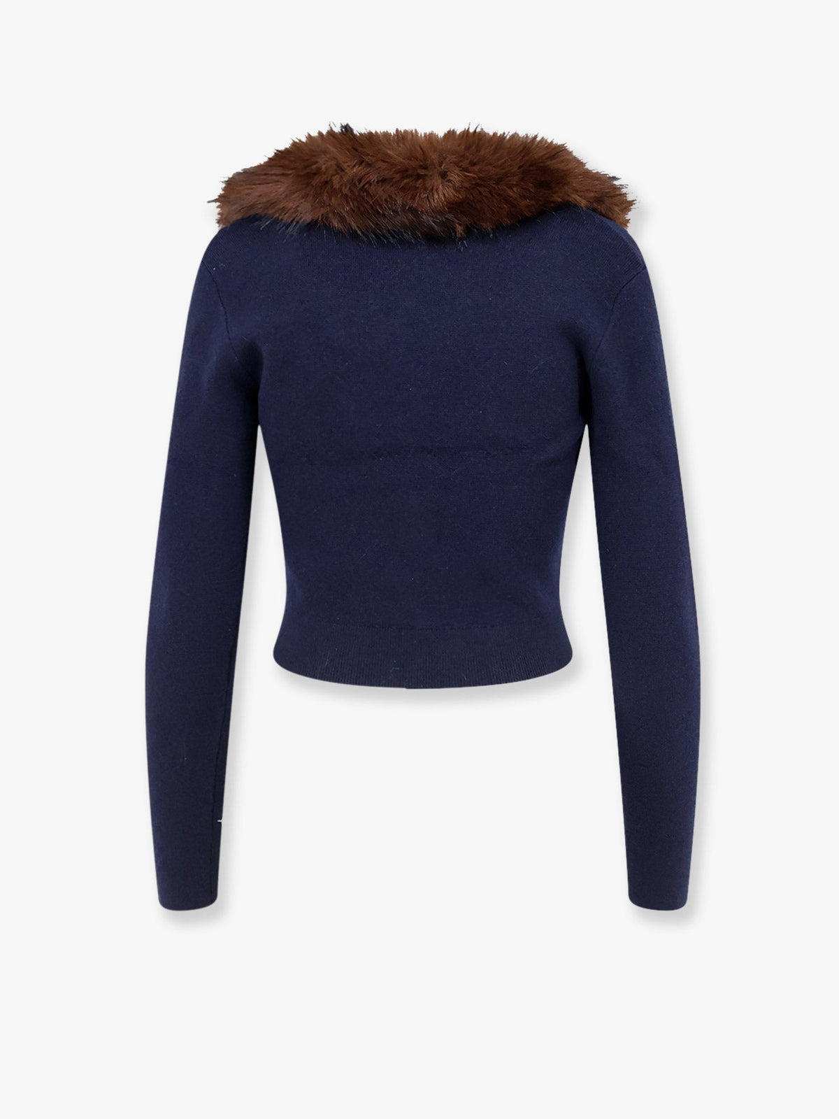 Self Portrait Cardigan with faux fur profile - Navy