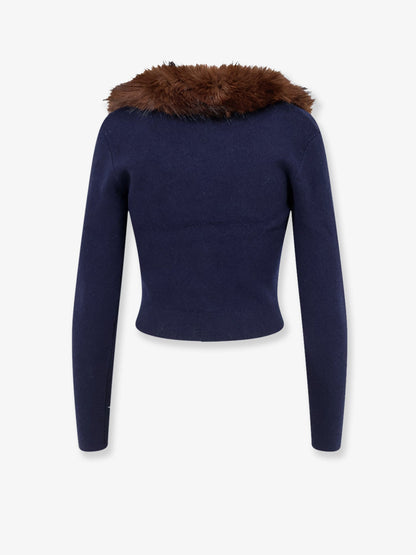 Self Portrait Cardigan with faux fur profile - Navy