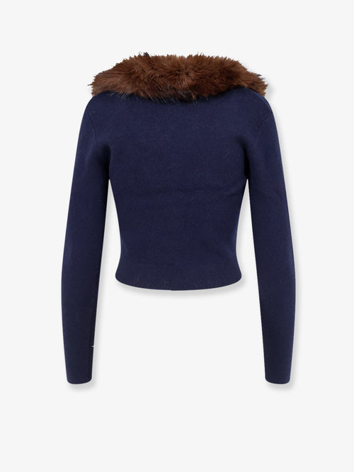 Self Portrait Cardigan with faux fur profile - Navy