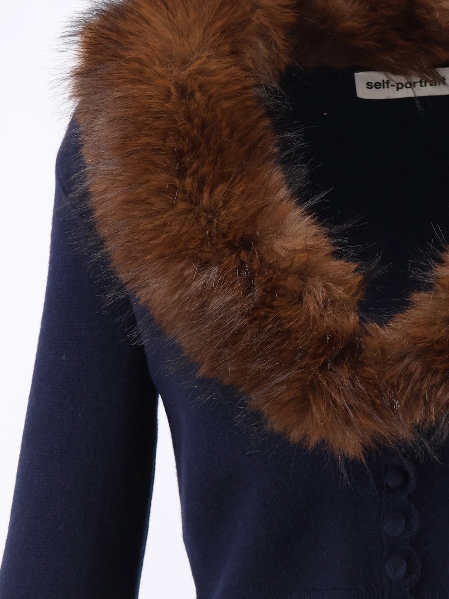 SELF PORTRAIT - Cardigan with faux fur profile