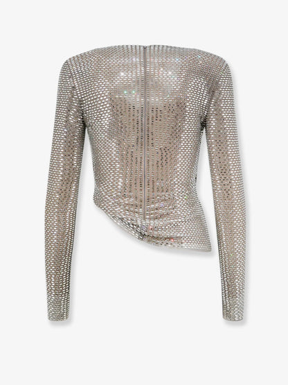SELF PORTRAIT - Mesh top with all-over rhinestones