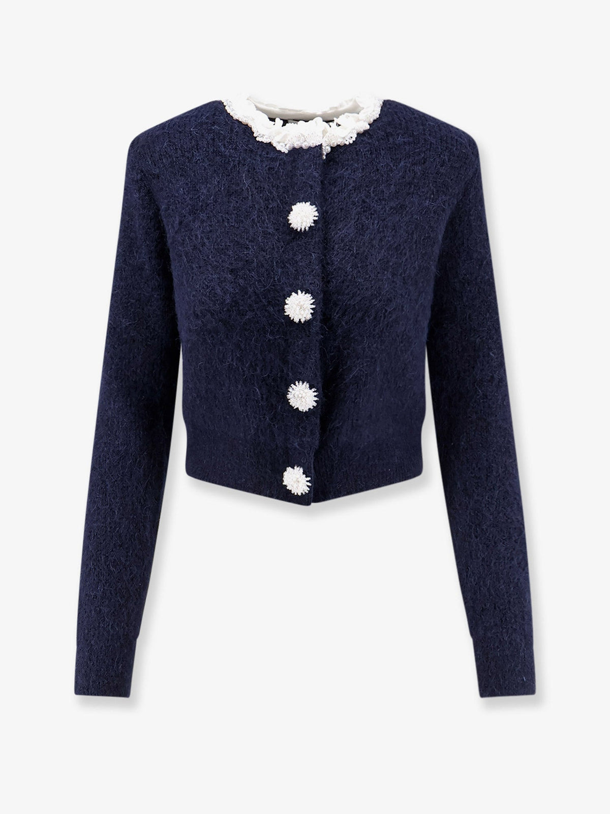 Self Portrait Cardigan with Flower Pearl buttons - Navy