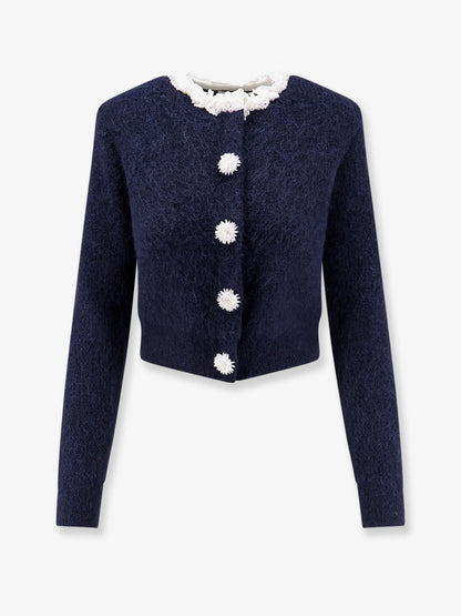 Self Portrait Cardigan with Flower Pearl buttons - Navy