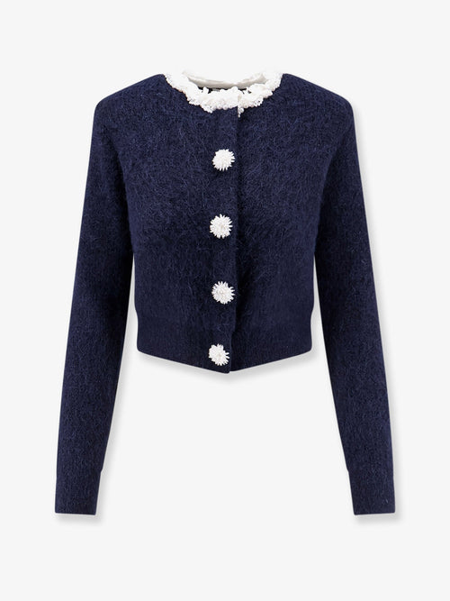 Self Portrait Cardigan with Flower Pearl buttons - Navy
