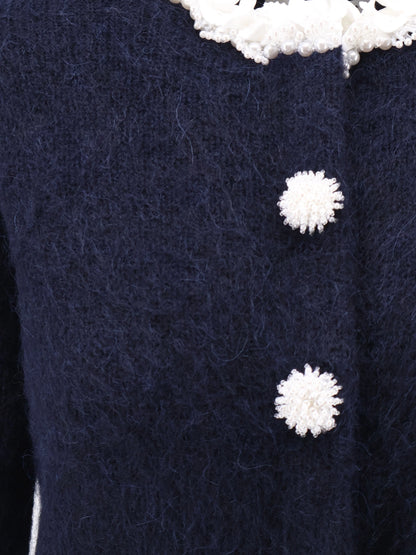SELF PORTRAIT - Cardigan with Flower Pearl buttons
