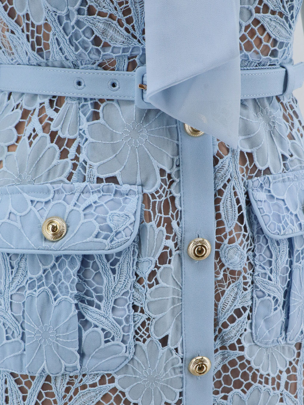 Self Portrait Lace dress with belt - Blue