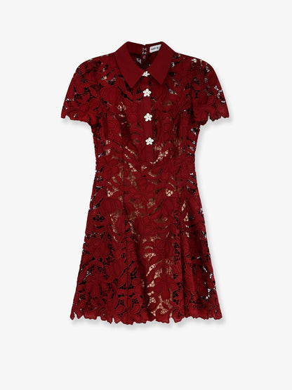 Self Portrait Lace Mini Dress - Burgundy