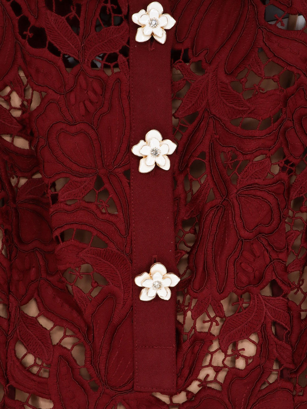 Self Portrait Lace Mini Dress - Burgundy