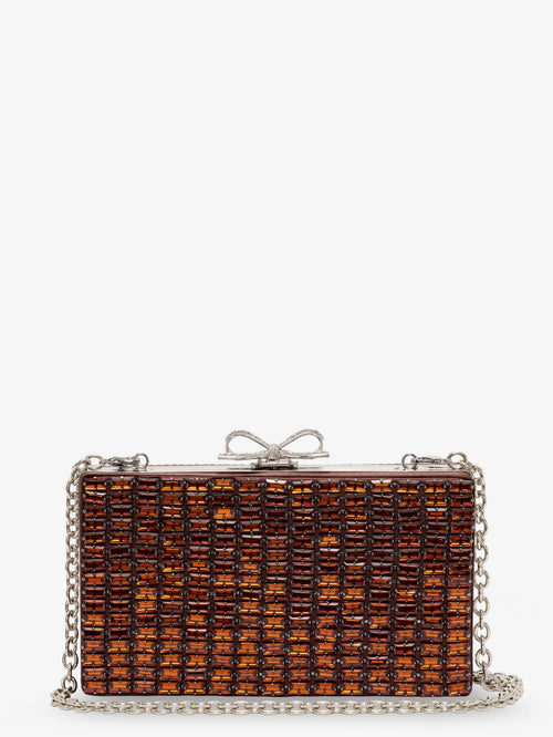 Self-Portrait Pochette con cristalli - Brown