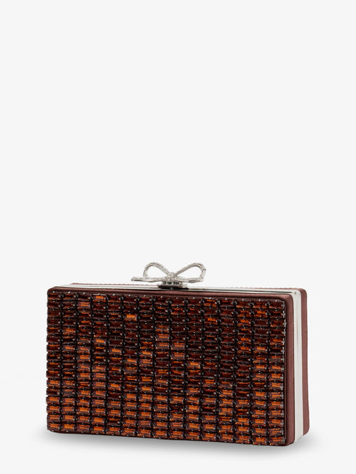 Self-Portrait Pochette con cristalli - Brown