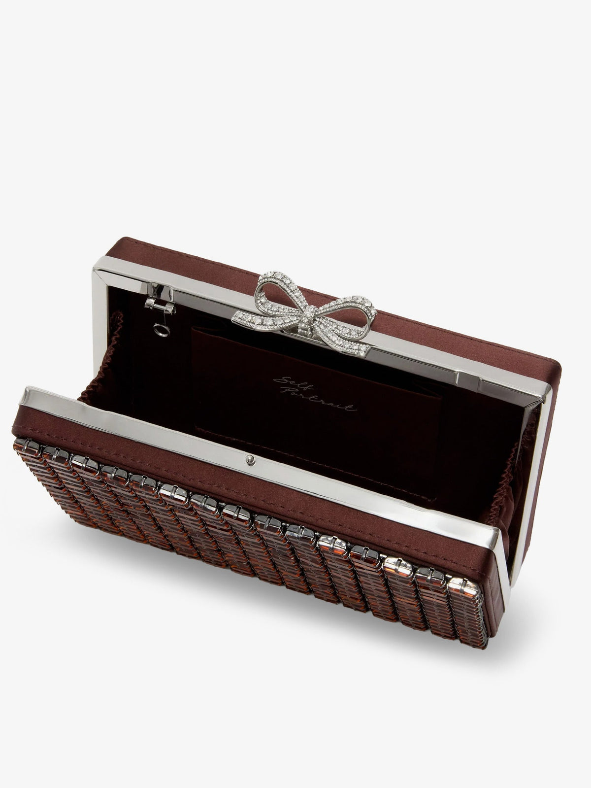 Self-Portrait Pochette con cristalli - Brown