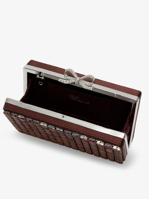 Self-Portrait Pochette con cristalli - Brown
