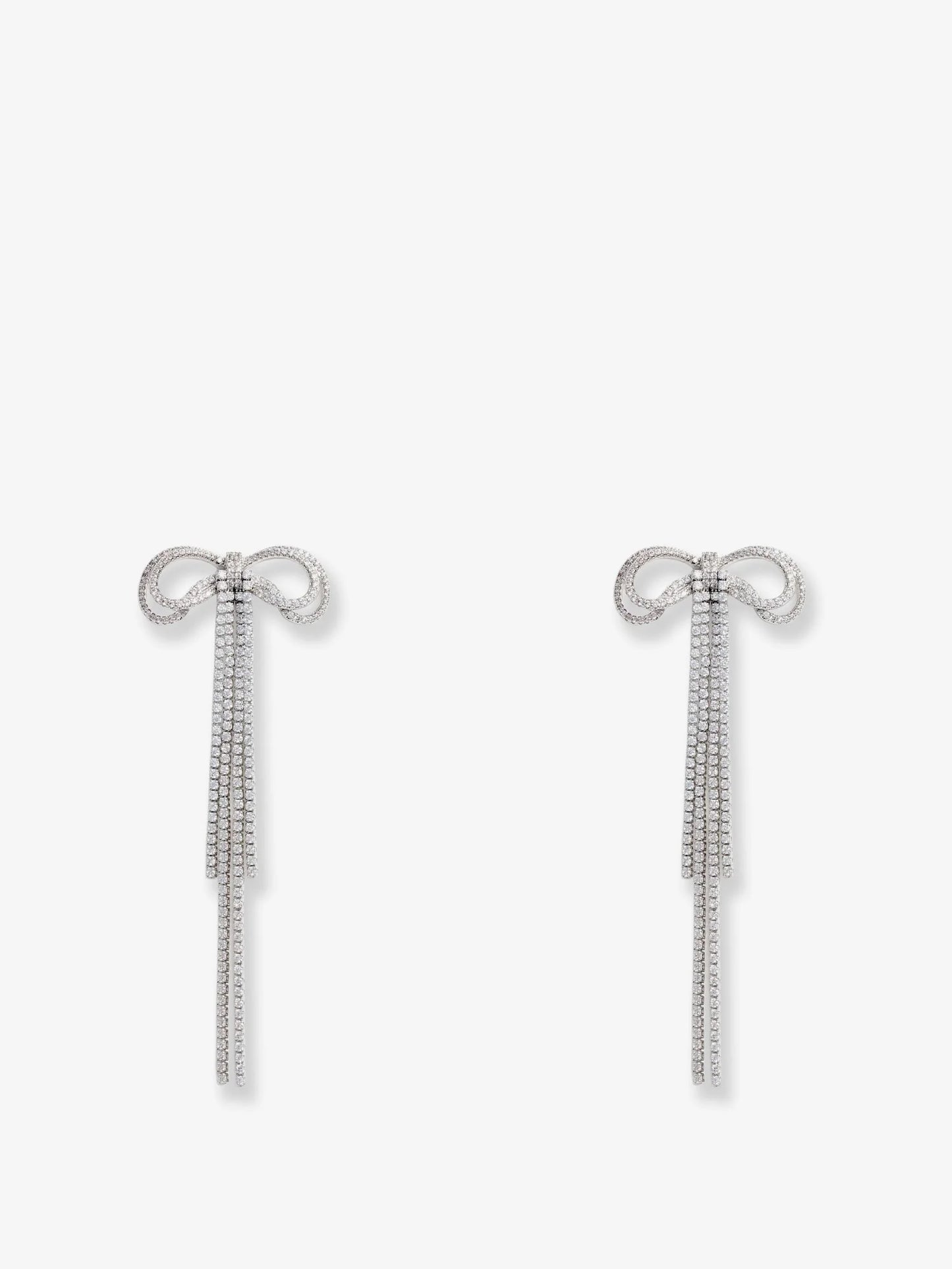 Self Portrait Double Crystal Bow Earrings