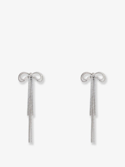Self Portrait Double Crystal Bow Earrings