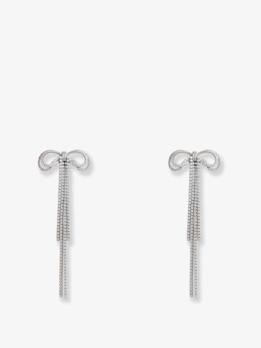 Self Portrait Double Crystal Bow Earrings
