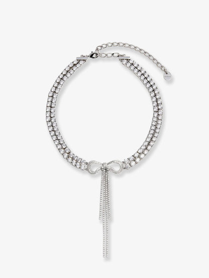 Self Portrait Double Crystal Bow Choker