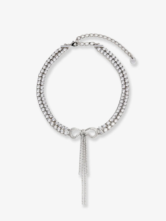 Self Portrait Double Crystal Bow Choker