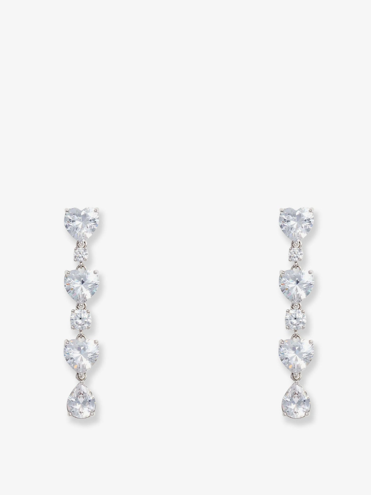 Self Portrait Crystal Heart Tiered Earrings - Silver