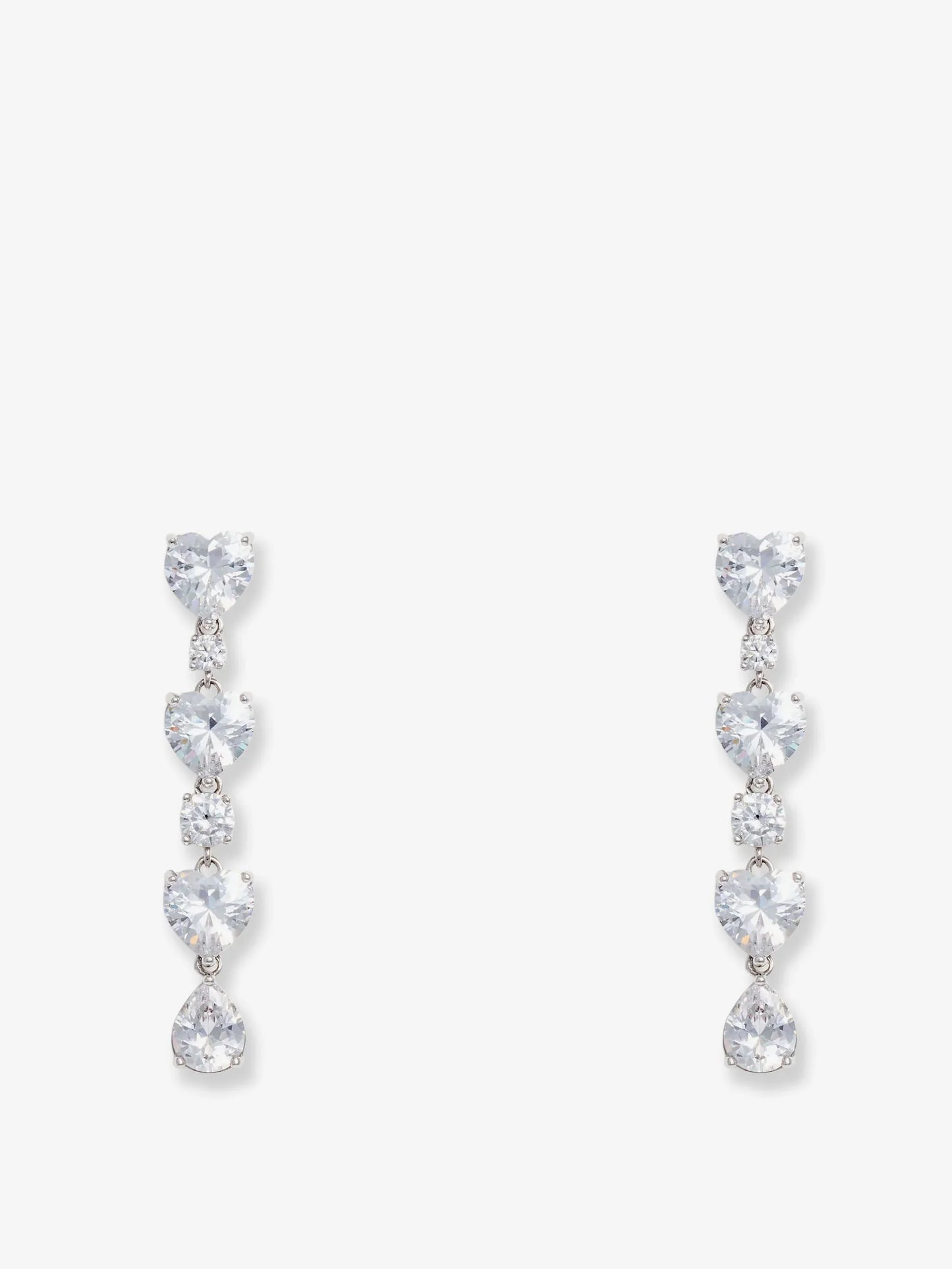 Self Portrait Crystal Heart Tiered Earrings
