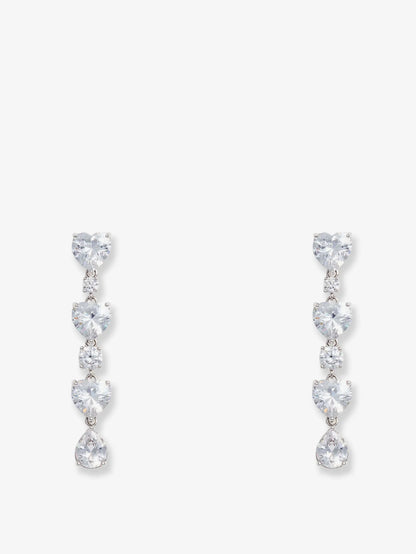 Self Portrait Crystal Heart Tiered Earrings