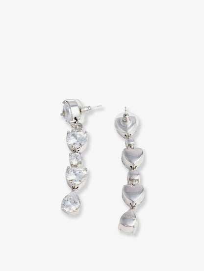 Self Portrait Crystal Heart Tiered Earrings - Silver