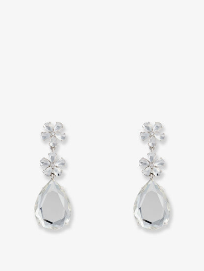 Self Portrait Crystal Flower Tiered Earrings - Silver