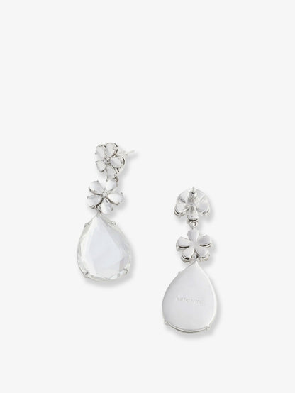Self Portrait Crystal Flower Tiered Earrings - Silver