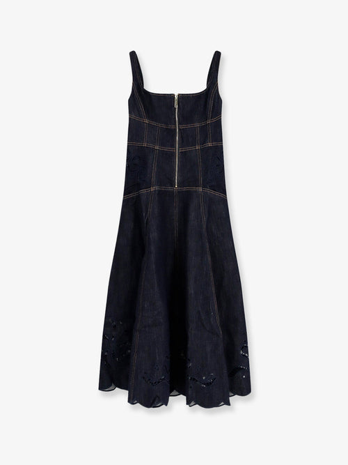 Self Portrait Denim Midi Dress - Blue